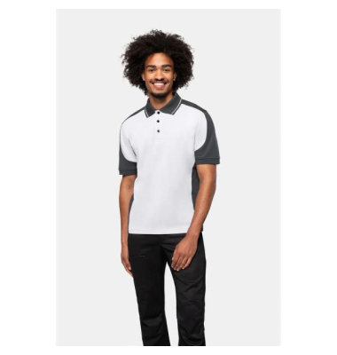 839 Herren Poloshirt Contrast Mikralinar, wei&szlig;, Gr&ouml;&szlig;e: M
