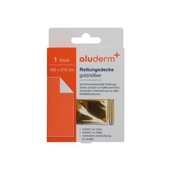 aluderm Rettungsdecke 1008324, 160 x 210 cm, goldsilber 4250108832270 aluderm