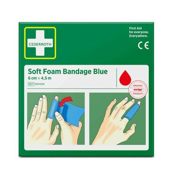 Cederroth Soft Foam Bandage Blue 51011010, 6cm x 4,5m 7310610017293 Cederroth