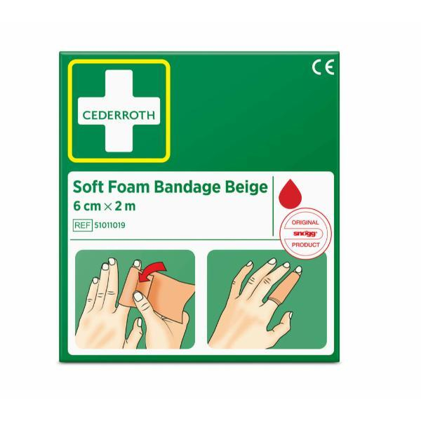 Cederroth Soft Foam Bandage Beige 51011019, 6cm x 2m 7310610027988 Cederroth