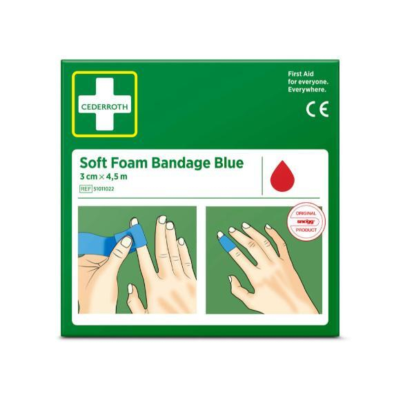 Cederroth Soft Foam Bandage Blue 51011022, 3cm x 4,5m 7310610028015 Cederroth