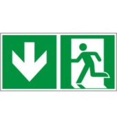 Schild Rettungsweg Abw&auml;rts