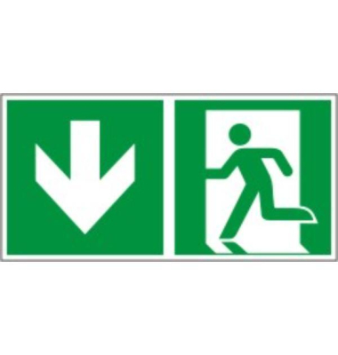 Schild Rettungsweg Abw&auml;rts