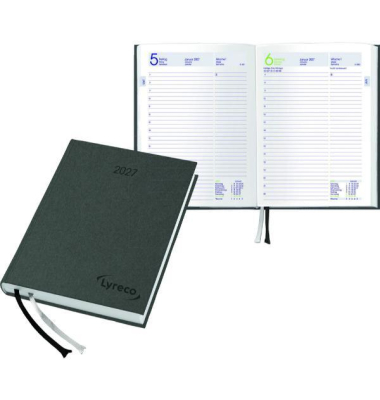 Buchkalender LY-BK-400, schwarz, 1 Tag / 1 Seite, 15x21cm (150x210mm), 2027
