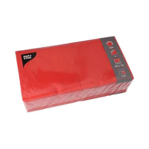 Papstar Servietten 12483, rot / Uni, 3-lagig, 33x33cm  Papstar 250 Stück