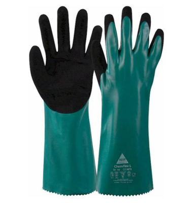 Chemikalienschutzhandschuhe, gr&uuml;n/schwarz, Gr&ouml;&szlig;e 9