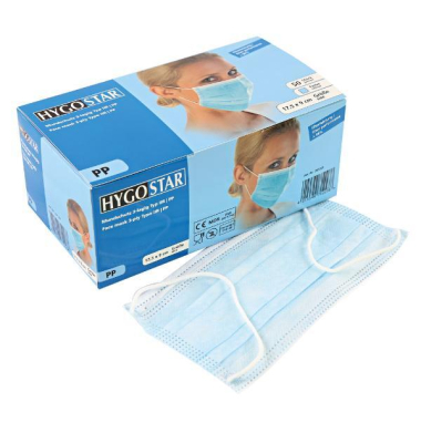 Hygostar OP-Maske Typ IIR - 3-lagig - PP - blau - 50 St&uuml;ck