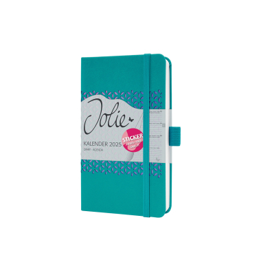 Buchkalender J5214, Jolie, t&uuml;rkis, lila, rosa, 1 Woche / 2 Seiten, 9,5x15cm (A6), 2025