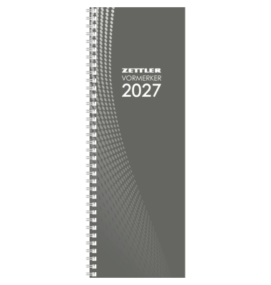 Buchkalender 718-0001, grau/wei&szlig;, 1 Woche / 1 Seite, 10,5x29,7cm