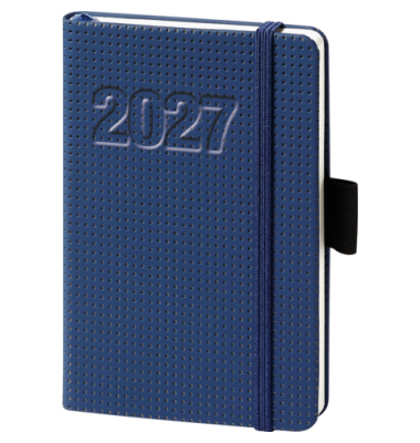 Buchkalender 02-0257, V-Book, blau, 1 Woche / 2 Seiten, 9x14cm (A6), 2027