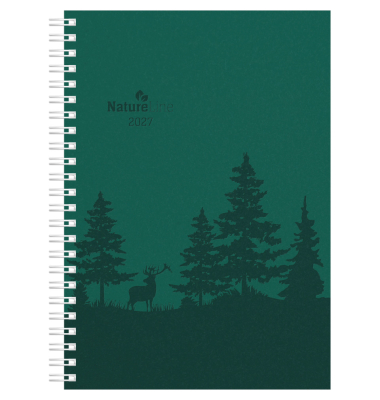 Buchkalender 103116, Nature Line Forest, gr&uuml;n, 1 Woche / 2 Seiten, 15x21cm (A5), 2027