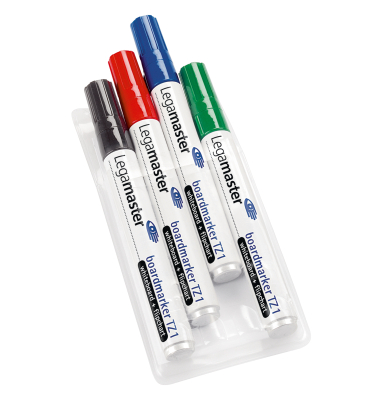 Boardmarker-Set TZ1, 7-110094, Etui, 4-farbig sortiert, 1,5-3mm Rundspitze