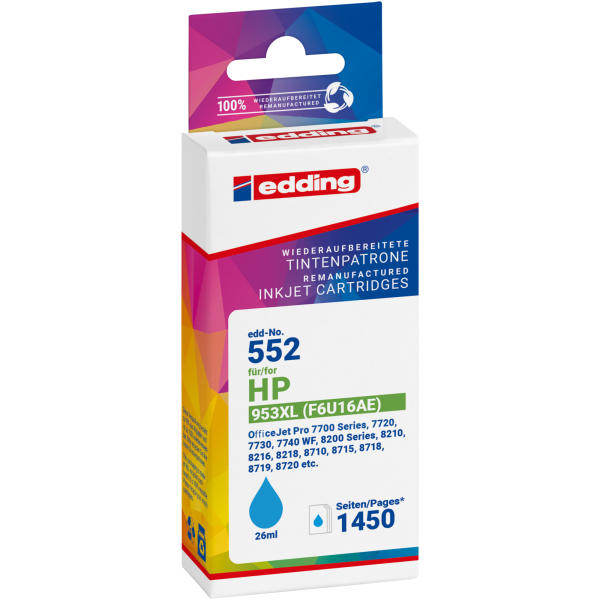 Edding Druckerpatrone 18-552, cyan, ca. 1450 Seiten 4057305017611 Edding