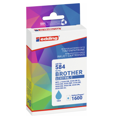 Druckerpatrone EDD-584 18-584-01 (kompatibel zu Brother), cyan, ca. 1600 Seiten