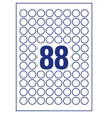 Etiketten 6222-10, wei&szlig;, &Oslash;20mm, rund