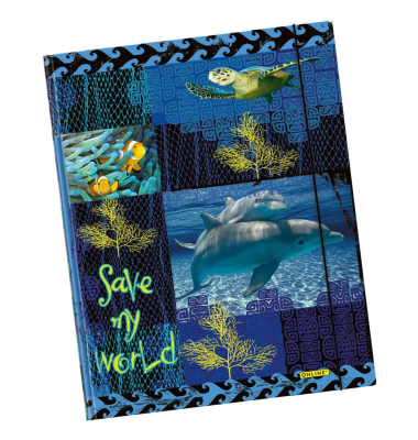 Gummizugmappe Save My World 07912/6, A4 mehrfarbig Karton, mit 3 Einschlagklappen