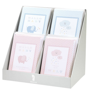 Briefkarten 1825191928 DIN B6  Hoch doppelt Display blau/rosa