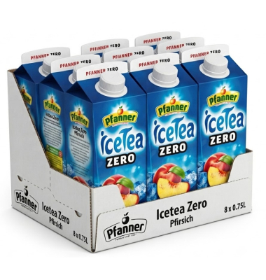 Eistee IceTea 55367, Pfirsich Zero, 8x 750 ml Tetrapack