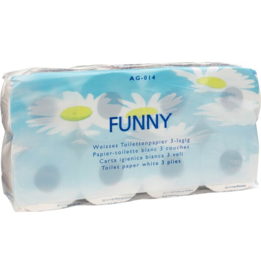 Toilettenpapier Funny AG-014, 3-lagig, hochwei&szlig;, 2 Blatt,