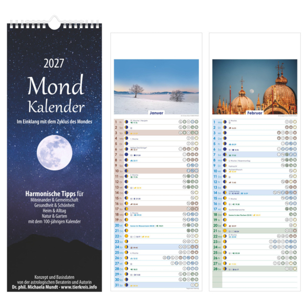 ALPHA EDITION Streifenkalender 103881, Mondkalender, 1 Monat / 1 Seite, 14,85x42cm (14,85x42cm), 2027 4069095009349 ALPHA EDITION
