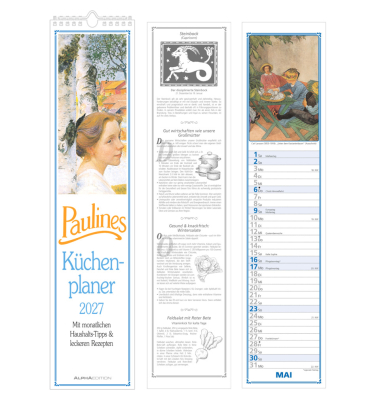 Streifenkalender 103602, Pauls K&uuml;chenplaner, 1 Monat / 1 Seite, 11,3x49,5cm, 2027