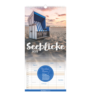 Familienkalender 103875, Seeblick, 1 Monat / 1 Seite, 4 Spalten, 22x45cm, 2027
