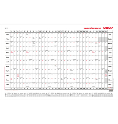 Plakatkalender 5, 12 Monate / 1 Seite, 96,5x60cm (A1 quer), 2027