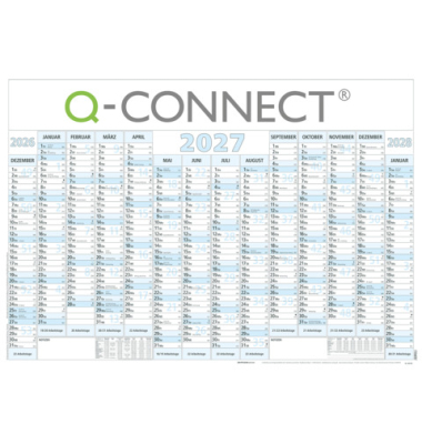 Wandplaner 0,  XL Q-CONNECT, 14 Monate / 1 Seite, 70,7x100cm  (70x100cm), 2027