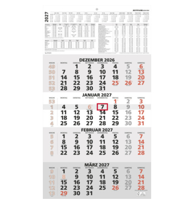 Viermonatskalender 959-0011, 4 Monate / 1 Seite, 33x58,8cm, 2027