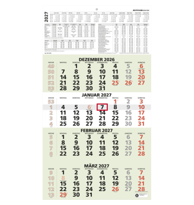 Viermonatskalender 959-0700, NATURA, 4 Monate / 1 Seite, 33x59cm, 2026