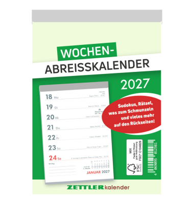 Wochenabrei&szlig;kalender 325-0000, Typ 325, 1 Woche / 1 Seite, 10,5x14,6cm (A6), 2027
