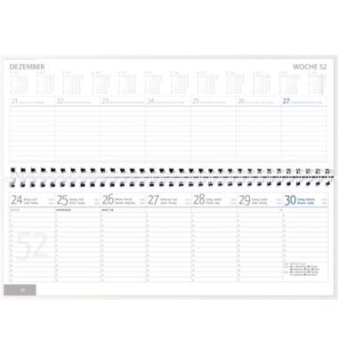 Querkalender 59800, 1 Woche / 2 Seiten, 29,8x13cm (BxH), 2027