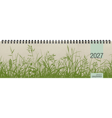 Schreibtischquerkalender 159-0640, Gras, 1 Woche / 2 Seiten, 32x10,5cm (BxH) (quer), 2027