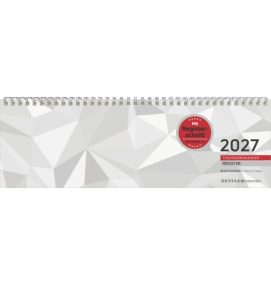 Tischkalender 602471, 1 Woche / 2 Seiten, 32x10,5cm (BxH) (quer), 2027