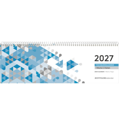 Tischquerkalender 116-0015, 1 Woche / 2 Seiten, 29,6x9,9cm (BxH) (quer), 2027