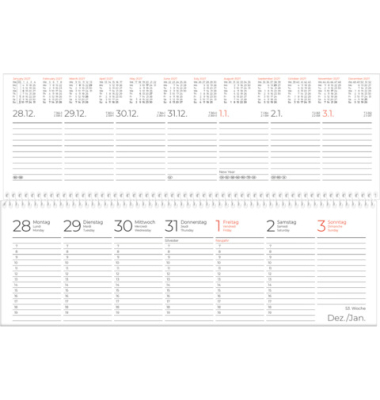 Tischquerkalender 116-0015, 1 Woche / 2 Seiten, 29,6x9,9cm (quer), 2027