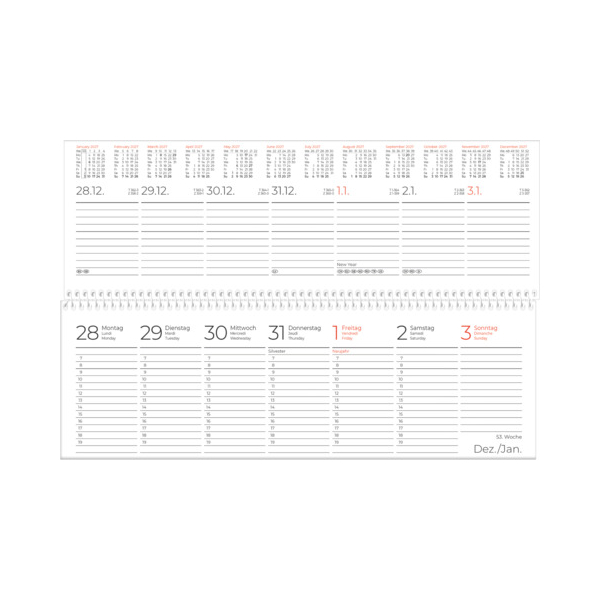 Zettler Tischquerkalender 116-0015, 1 Woche / 2 Seiten, 29,6x9,9cm (BxH) (quer), 2025 4006928024599 Zettler