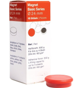 Magnet Basic-Series 24 mm, Haftkraft 300 g, 10 St&uuml;ck, rot