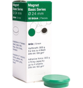Magnet Basic-Series 24 mm, Haftkraft 300 g, 10 St&uuml;ck, gr&uuml;n