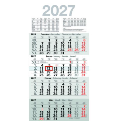 Viermonatskalender M4MF, Mega Four, 4 Monate / 1 Seite, 30x59cm, 2027