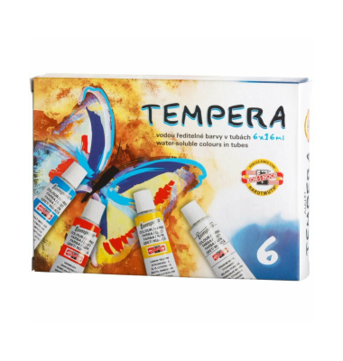 Temperafarbkasten, 162547, Temperafarbe, 6 Farben, farbig sortiert