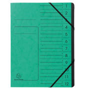 Ordnungsmappe Echter Colorspan-Karton 541203E, 1-12, gr&uuml;n, Din A4, 12 F&auml;cher