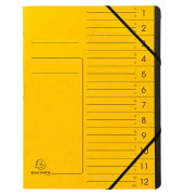 Ordnungsmappe Echter Colorspan-Karton 541209E, 1-12, gelb, Din A4, 12 F&auml;cher
