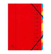 Ordnungsmappe Echter Colorspan-Karton 54125E, 1-12, rot, A4, 12 F&auml;cher