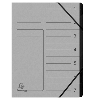 Ordnungsmappe Echter Colorspan-Karton 540711E, 1-7, grau, Din A4, 7 F&auml;cher
