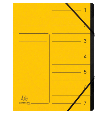 Ordnungsmappe Echter Colorspan-Karton 540709E, 1-7, gelb, Din A4, 7 F&auml;cher