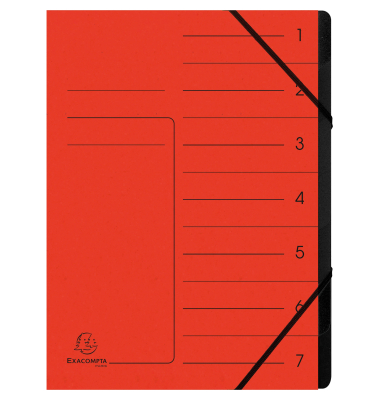 Ordnungsmappe Echter Colorspan-Karton 540705E, 1-7, rot, A4, 7 F&auml;cher