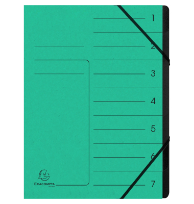 Ordnungsmappe Echter Colorspan-Karton 540703E, 1-7, gr&uuml;n, A4, 7 F&auml;cher
