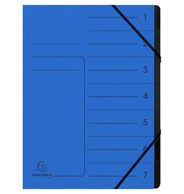Ordnungsmappe Echter Colorspan-Karton 540702E, 1-7, blau, Din A4, 7 F&auml;cher