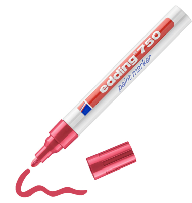 Lackmarker 750, 4-750002, Stift, rot, 2-4mm Rundspitze